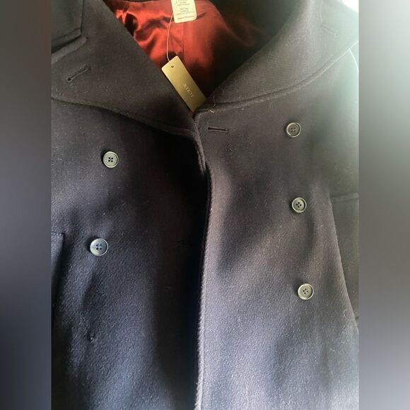 J Crew Stadium Cloth By Nello Gori Navy Blue Pea Coat  Womens Jacket Size 2 NEW - Picture 10 of 16
